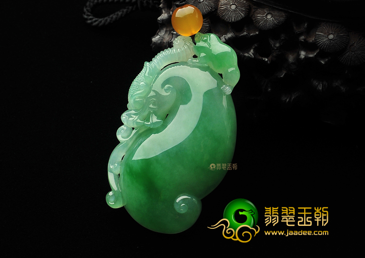 (超值推荐)糯冰种翠色龙行如意挂件