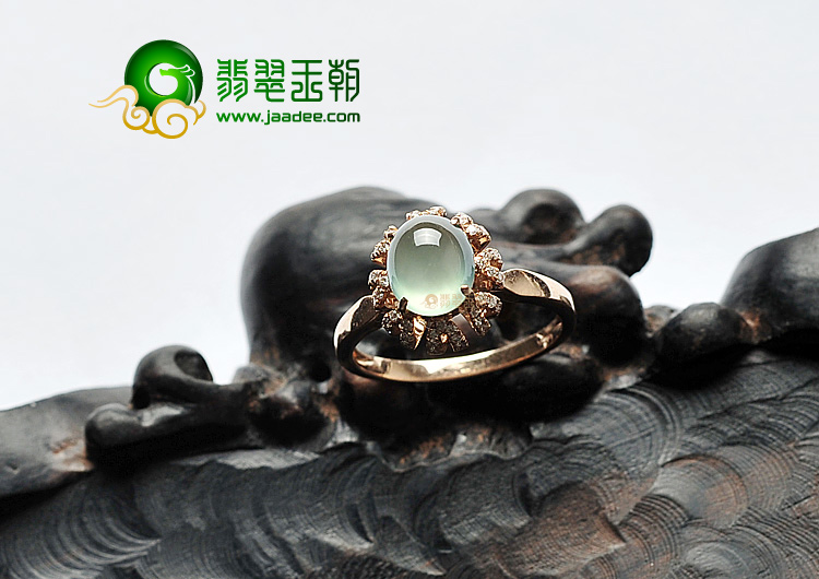 (超值推荐)玻璃种晴水镶玫瑰金戒指(真钻)