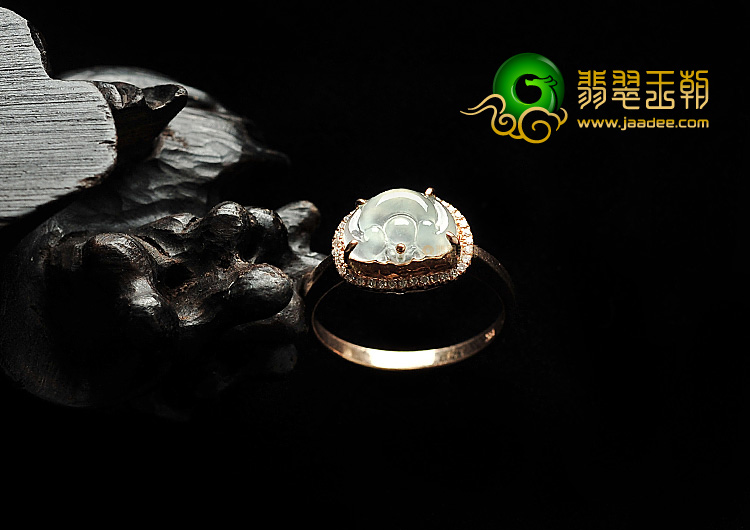 (超值推荐)冰种晴水镶玫瑰金如意戒指(真钻)