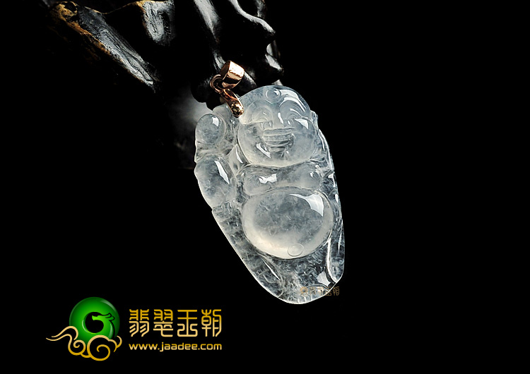冰种无色站佛挂件