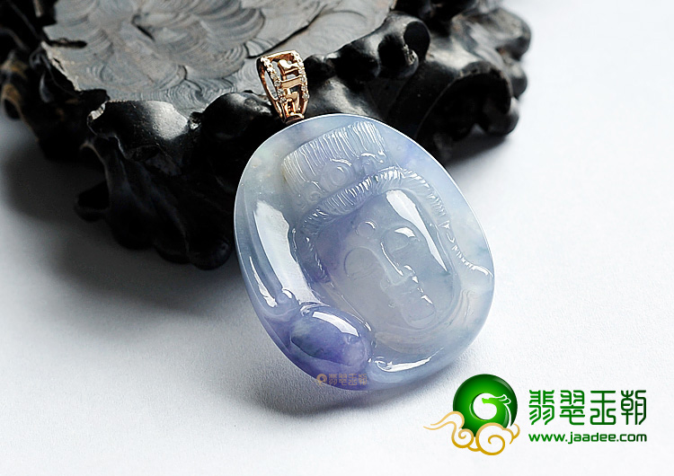 冰种紫罗兰略飘花观音头挂件