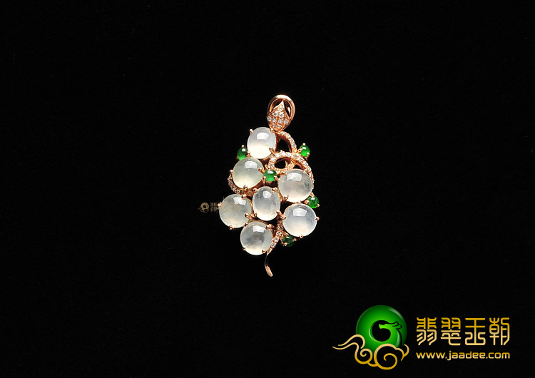 冰种无色镶玫瑰金花型胸坠(真钻)