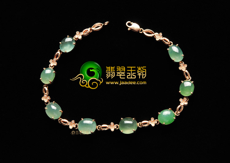 冰种晴水镶玫瑰金手链.戒指(一套)(真钻)