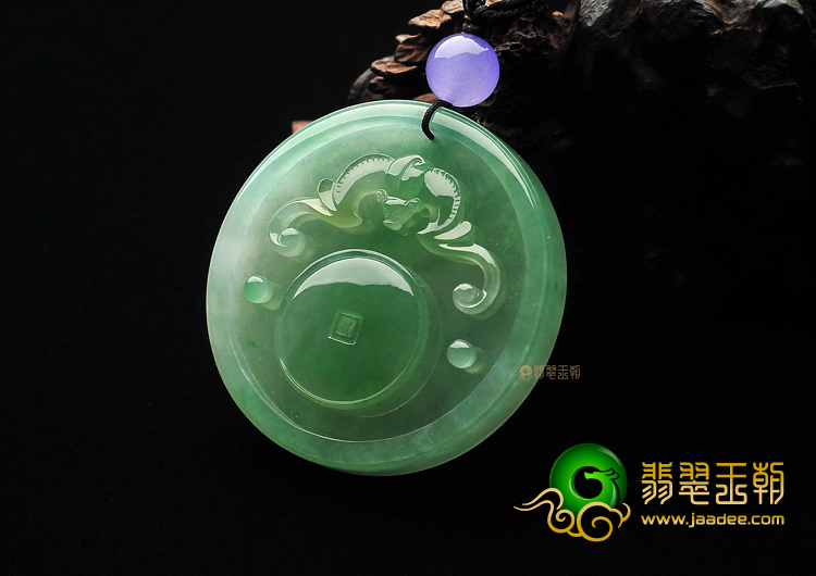 冰种绿晴水福在眼前挂件