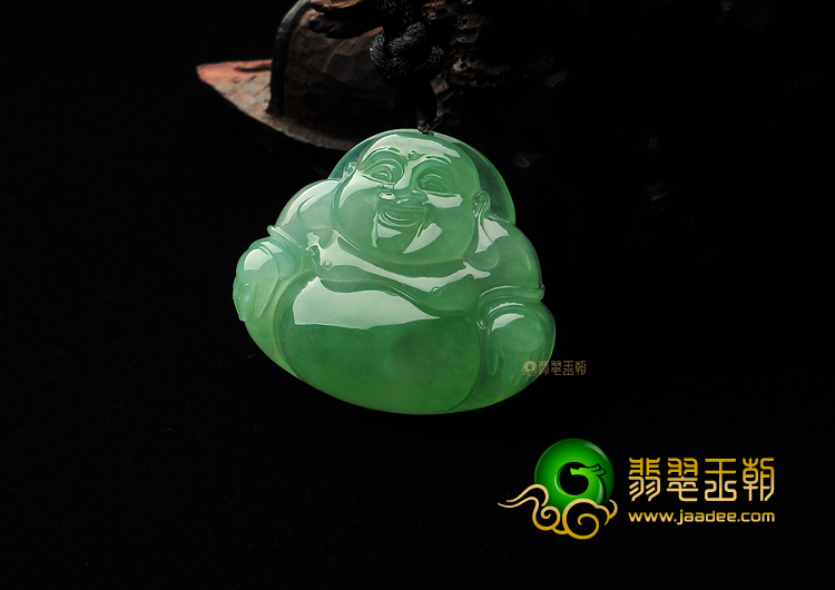 冰种翠色玉佛挂件