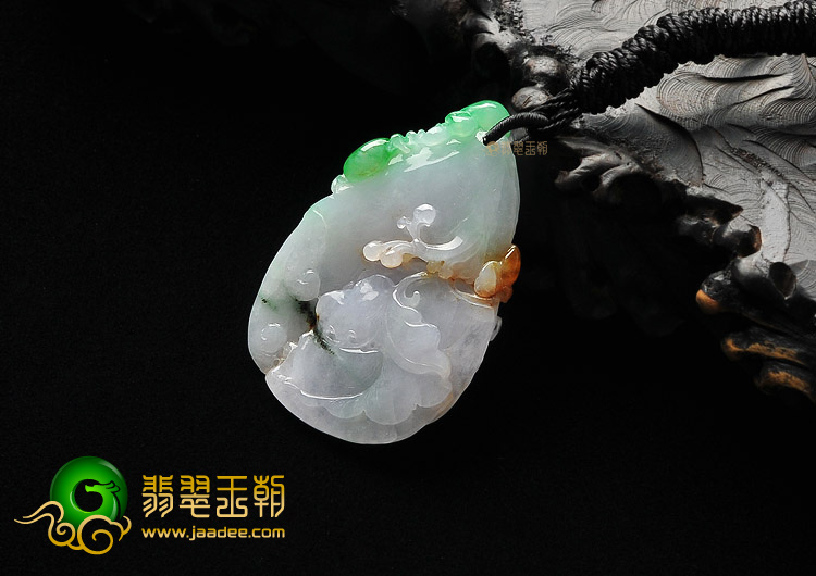 糯冰种三彩富甲一方挂件
