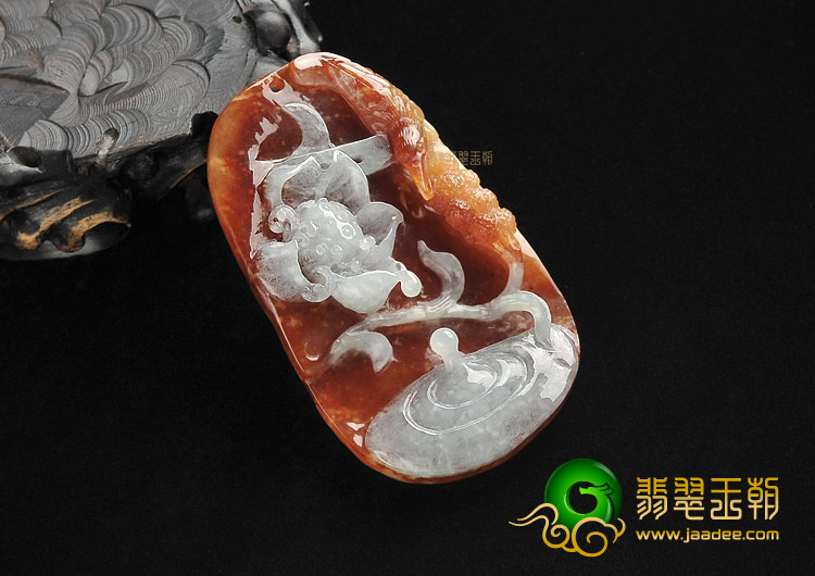(超值推荐)糯冰种褐黄翡晴水荷塘听雨挂件