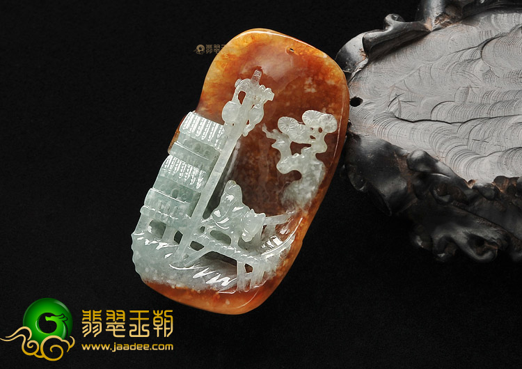 糯冰种褐黄翡晴水诗人远游挂件