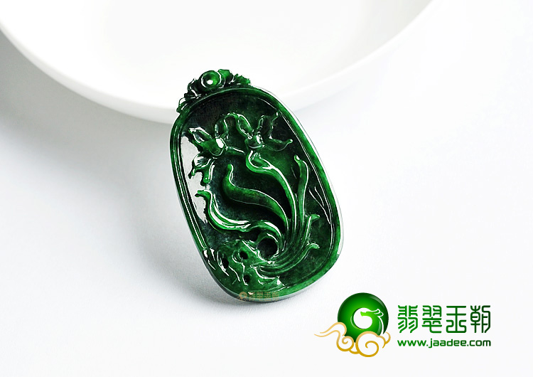 糯冰种浓绿一枝独秀挂件
