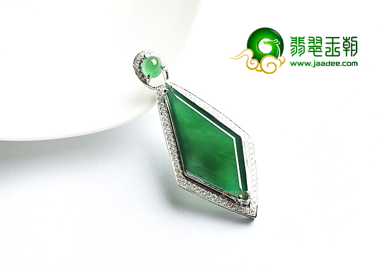 冰种蓝水镶白金随型胸坠(真钻)