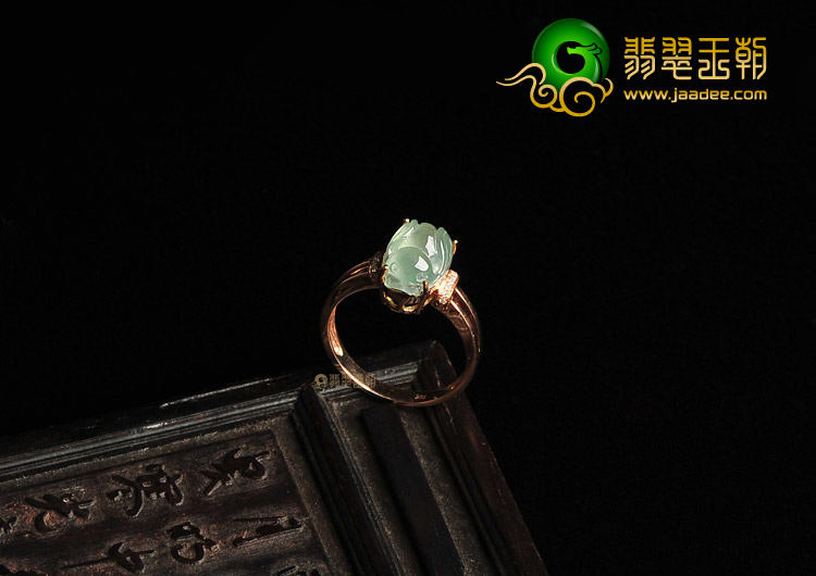 冰种晴水镶玫瑰金甜甜蜜蜜戒指(真钻)