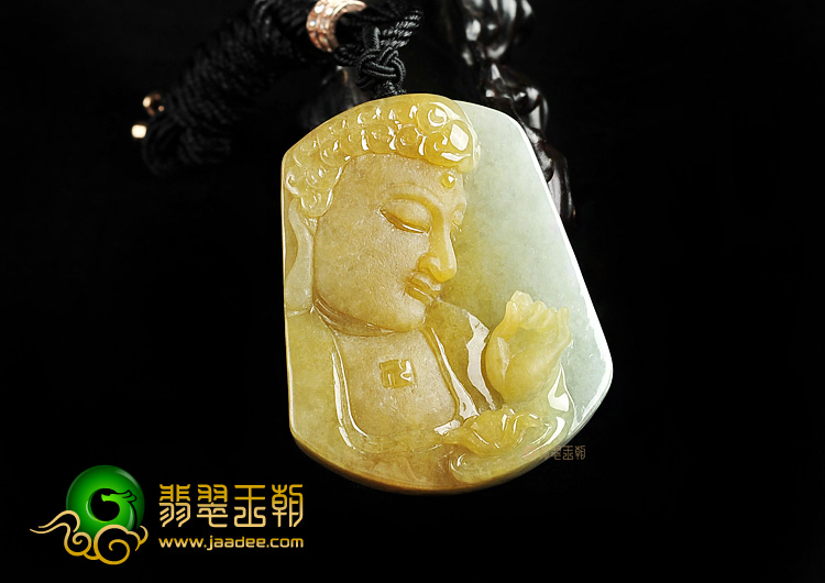 糯冰种褐黄翡释迦牟尼挂件