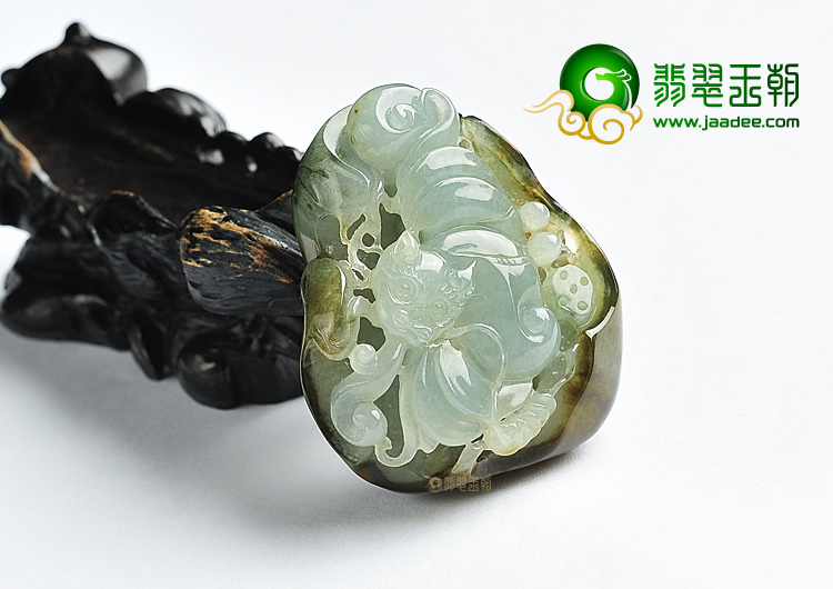 糯冰种褐黄翡晴水福在眼前挂件