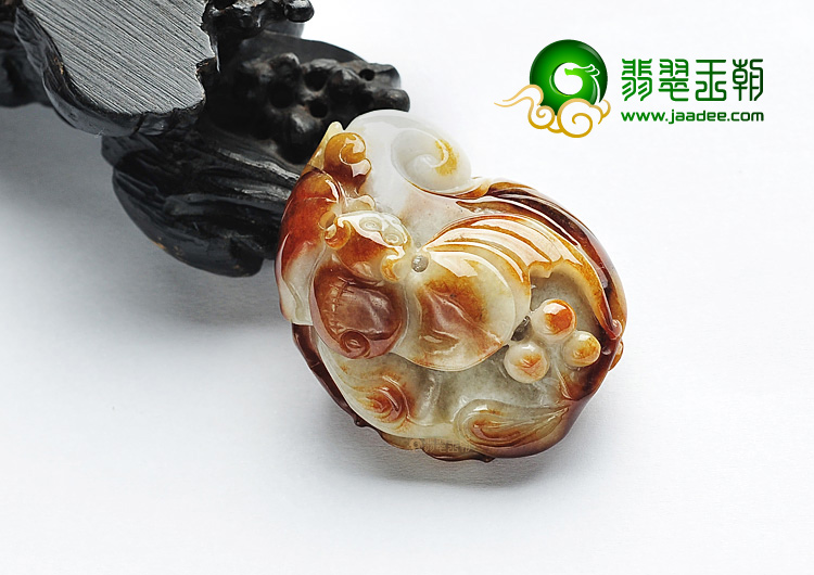 糯冰种褐黄翡福从天降挂件
