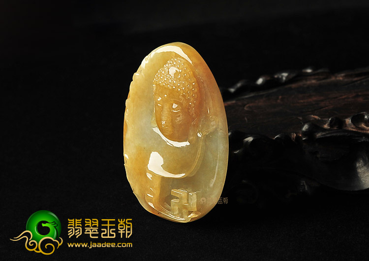 冰种褐黄翡释迦牟尼头挂件