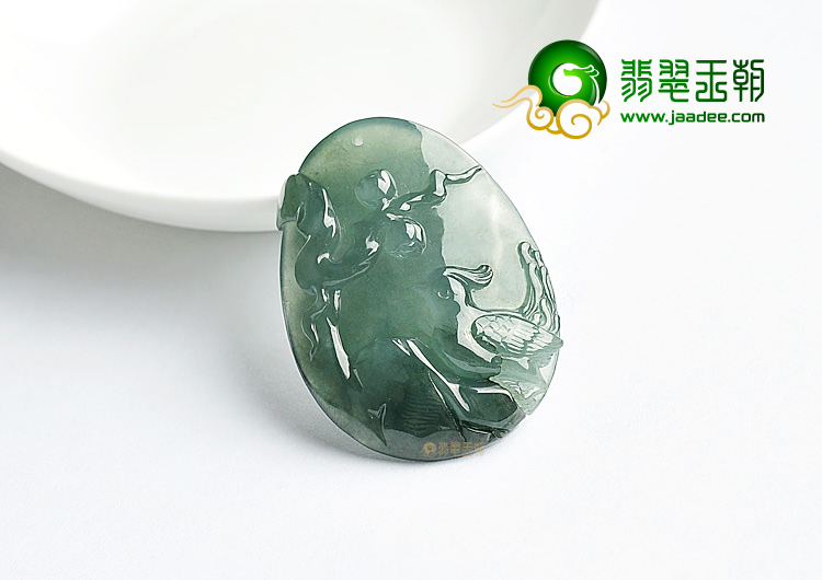 冰种蓝水鸟语花香挂件