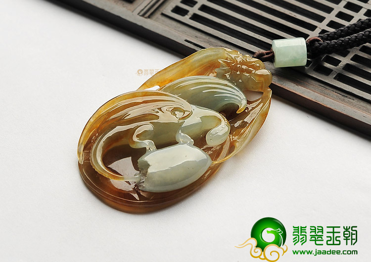 冰种褐黄翡福在眼前挂件