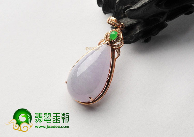 糯冰种淡紫罗兰镶玫瑰金水滴胸坠（真钻）