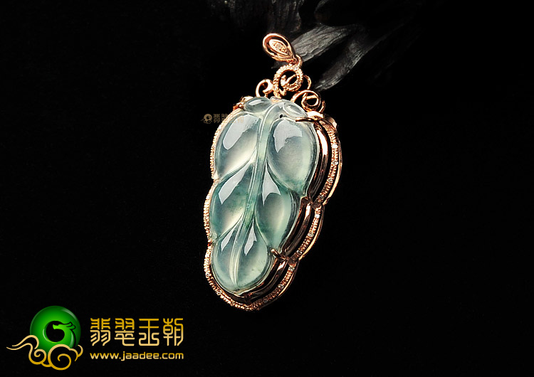 冰种飘花镶玫瑰金金枝玉叶胸坠（真钻）