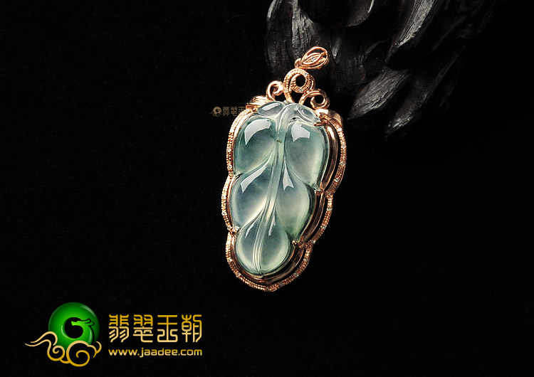 冰种飘花镶玫瑰金金枝玉叶胸坠（真钻）