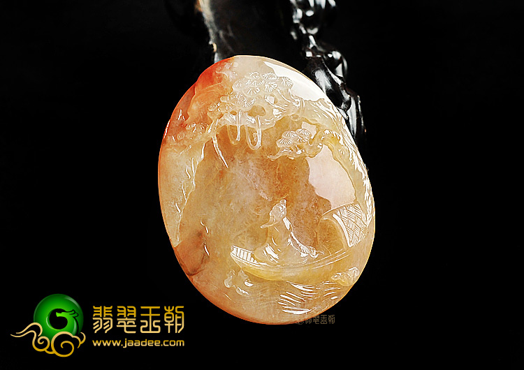 冰种红黄翡泛江五湖挂件