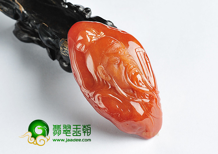 糯冰种红翡关公挂件/手玩件