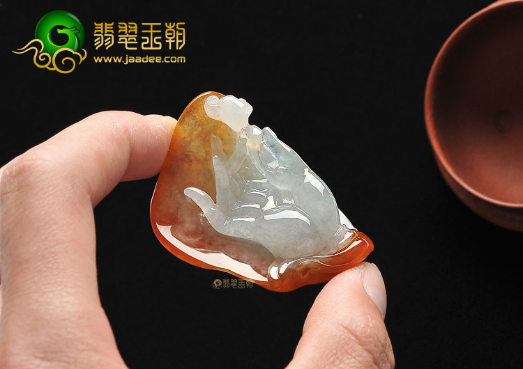 冰种褐黄翡佛手挂件