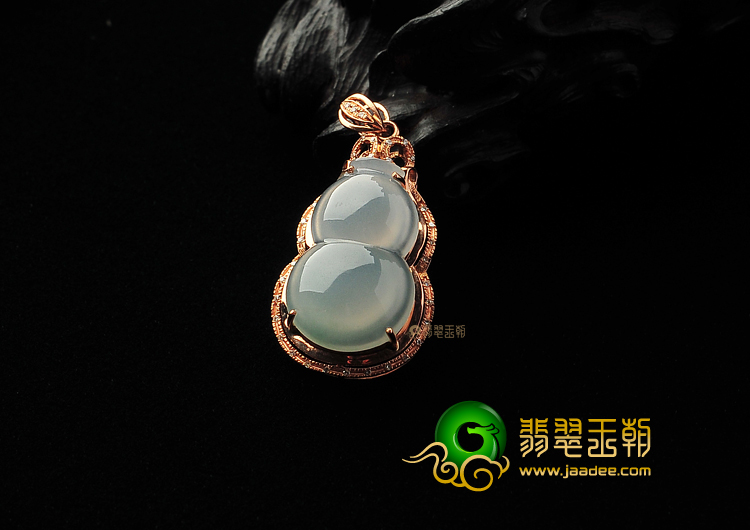 冰种晴水镶玫瑰金葫芦胸坠（真钻）