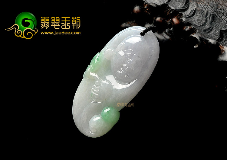糯冰种飘花玉佛挂件