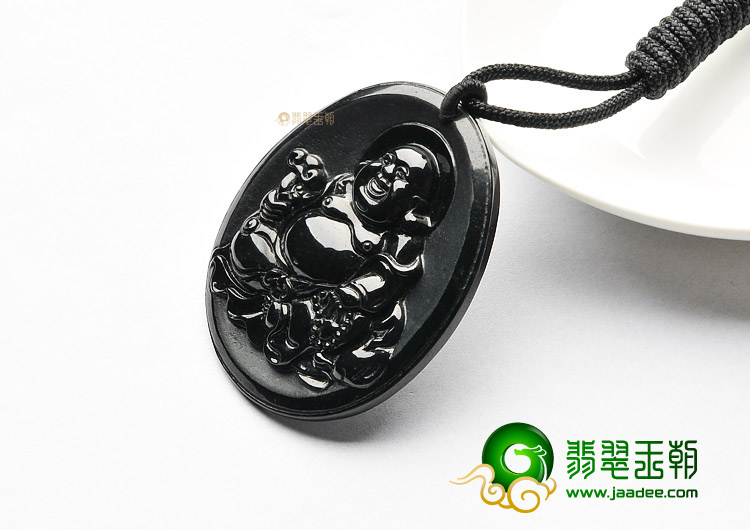 细糯种墨翠玉佛挂件