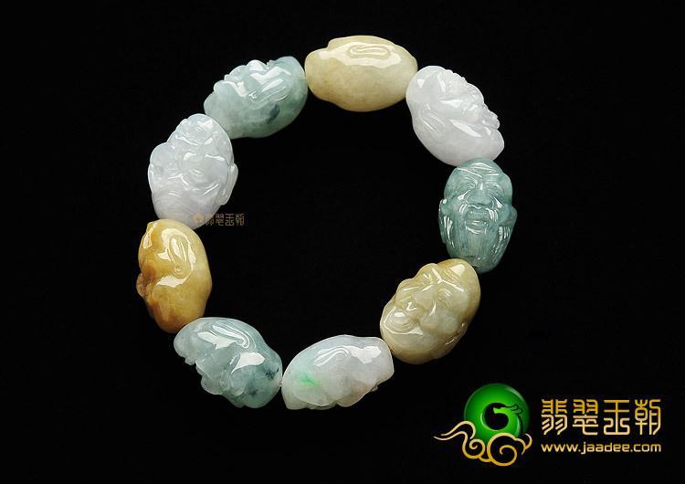 糯冰种晴水黄翡罗汉头手链