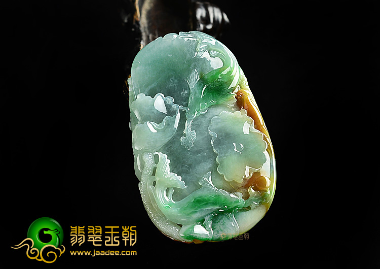 糯冰种三彩年年有余挂件