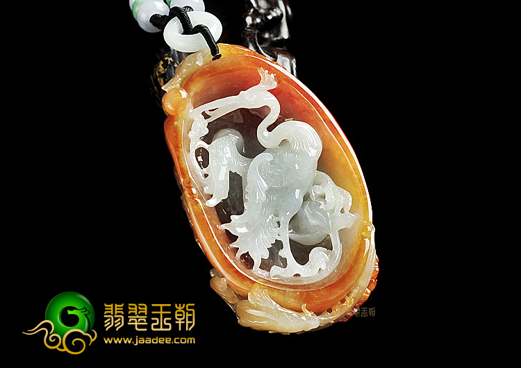 糯冰种红黄翡一路连科挂件