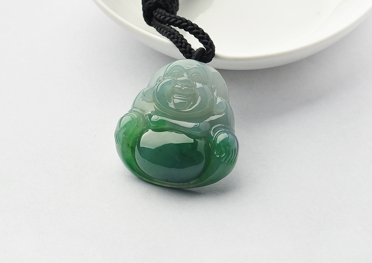 糯冰种飘花玉佛挂件