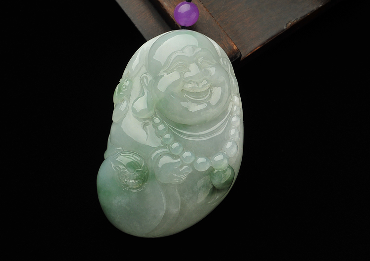 糯冰种飘花玉佛手玩件
