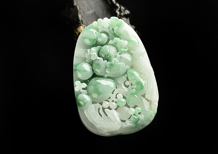 糯冰种飘花花开富贵挂件