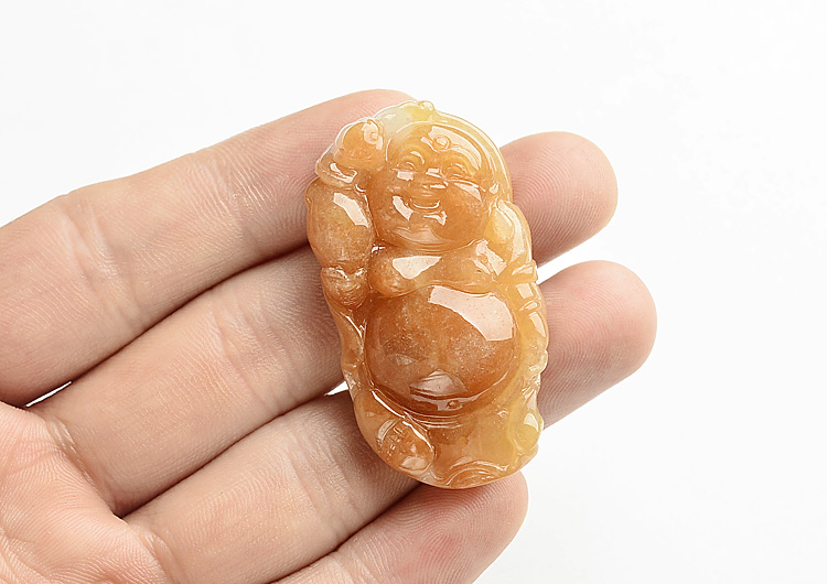 糯冰种黄翡纳福挂件