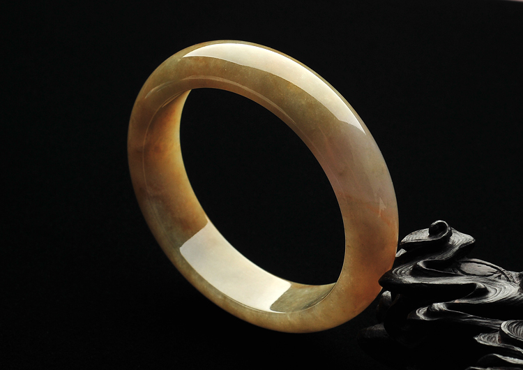 糯冰种褐黄翡手镯（61mm）