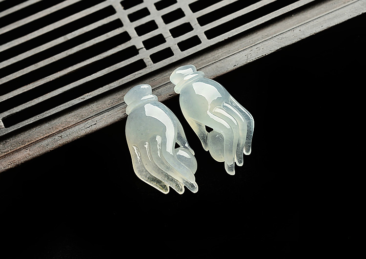 冰种晴水佛手挂件（一对）