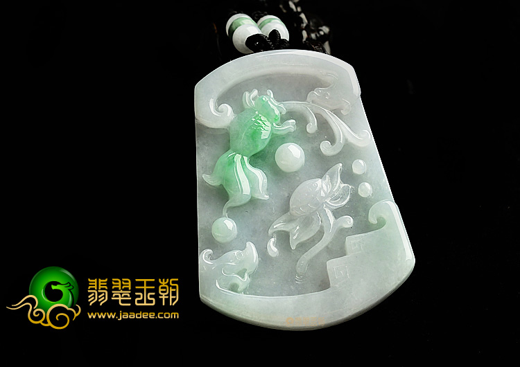(超值推荐)糯冰种飘翠鱼跃龙门挂件
