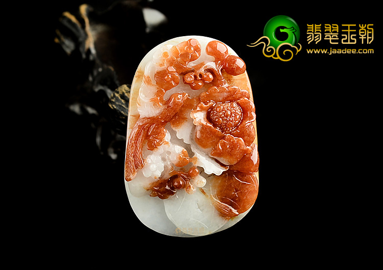 细糯种红翡花开富贵挂件