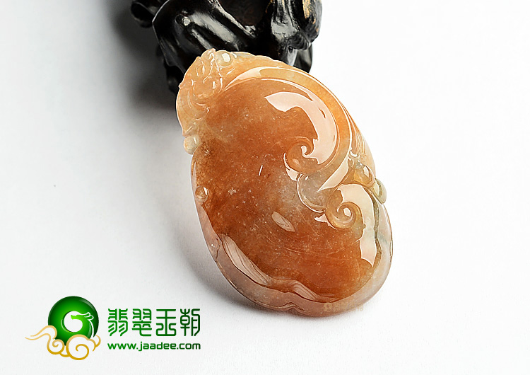 糯冰种褐黄翡如意挂件