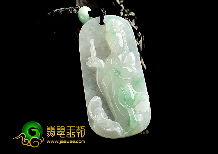 冰种飘翠站观音挂件