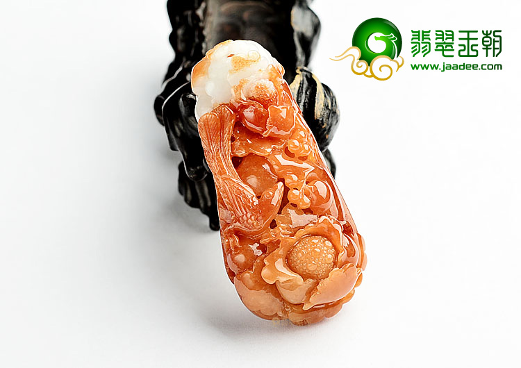 细糯种红翡花开富贵挂件