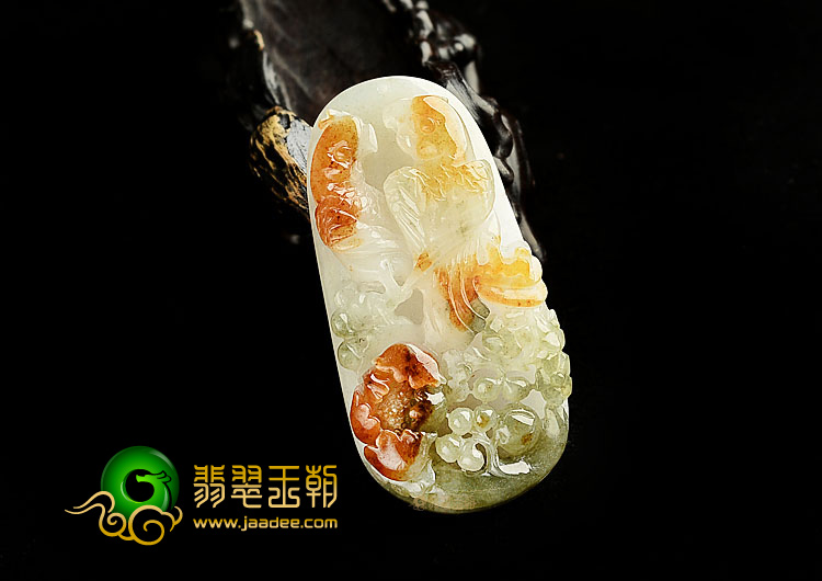细糯种红黄翡花开富贵挂件