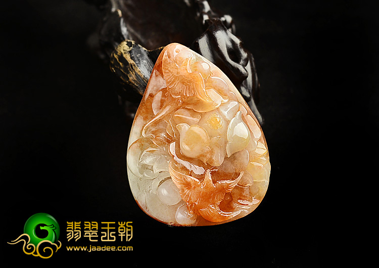细糯种红黄翡花开富贵挂件