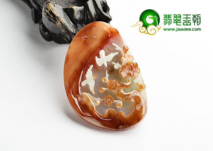 细糯种红黄翡喜上枝头挂件