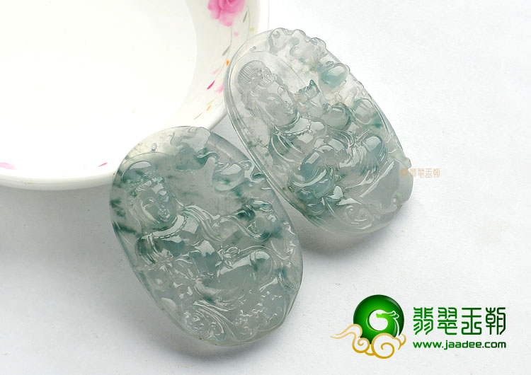 (超值推荐)冰种飘花观音挂件(一对)
