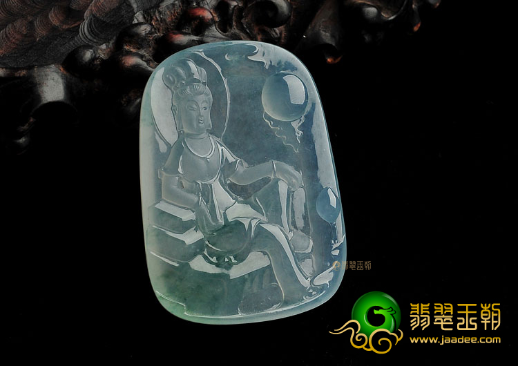 (超值推荐)冰玻种飘花水月观音挂件
