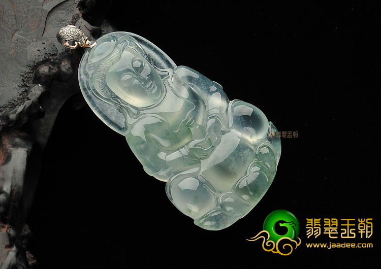 (超值推荐)冰玻种飘花观音挂件
